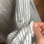 Artisan NY  Linen Button Collar Tunic Dress Boho Feminine Beach Stripe Minimal M Photo 2