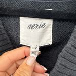 Aerie Down To Earth Henley Black Long Sleeve V Neck Hoodie Sweatshirt Size Small Photo 6