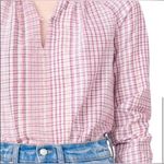 Rebecca Taylor La Vie Long Sleeve Lurex Plaid Top Pink Plaid Blouse Size Small Photo 3