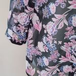 Attention  black floral button down size small Photo 2