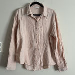 Sim & Sam Cotton Gauze Button Up Blouse Pink XL Casual Coastal Preppy Photo 0