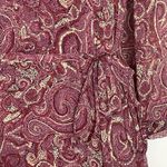 Rose + Olive  Dress Size Small Paisley 3/4 Sleeve Tie Waist Chiffon Ruffle Hem Photo 9