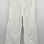 ZARA Jeans White High Rise Wide Leg Raw Hem Pants 100% Cotton Women’s Size 8 Photo 0