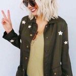 Sincerely Jules Military Vintage Look Distressed Snap Front Jacket Shirt XS Green Photo 0