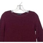 ZARA Flared Waffle Knit Top High Low 3/4 Bell Sleeves Raw Hem S Maroon #2801 Photo 2