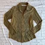 Michael Stars  Blouse Button Down Shirt Womens Long Sleeve Sz 2 Boho Light Batik Photo 0