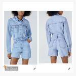 ZARA Denim Long Sleeve Romper Light Wash Photo 1