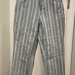 PacSun size 6 Striped Denim High Rise Straight Leg Distressed Hem Jeans Photo 0