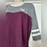 PINK - Victoria's Secret Victoria’s Secret PINK Burgundy Ling Sleeve Scoop Neck Shirt Womens Size Medium Photo 2