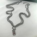 Double Layer Pendant Necklace for Men Women Streetwear Punk Hip Hop Unisex Style Silver Photo 4