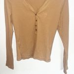 Old Navy  Tan Ribbed Long Sleeve V Neck Top Photo 2