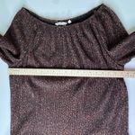 Soft Surroundings  Animal Print Metallic Pleated Blouse Medium Boho Fall Shimmer Photo 7