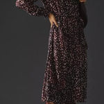 Cloth & Stone  from Anthropologie Burgundy Printed Midi Dress - Size - Small Photo 0