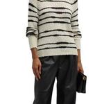 autumn cashmere New Striped Crew Neck Sweater Size S Cream Navy Blue Long Sleeve Photo 0