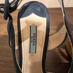 Prada Suede Crisscross Wicker Wedge Sandal - Navy Photo 3