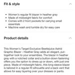 Target Women's  Exclusive Beetlejuice Astrid Graphic Blazer - Heather Gray XS Photo 4