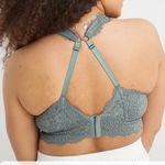 Aerie  Eyelash Lace Padded Plunge Bralette w/ Mesh Panel Women’s Size XL Green Photo 9