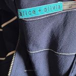 Alice + Olivia  Bolton Ottoman Pinstripe Flare Navy Blue & White Dress Size Small Photo 12