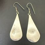 Vintage Alpaca Mexico Mexican Silver Black Enamel Abalone Inlay Teardrop Earring Photo 7
