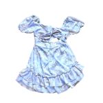 Mika & Gala Lilac Floral Puff Sleeve Ruffled Mini Dress Photo 1