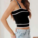 Source Unknown Black and White Striped Tank knit Top L - XL NWT Photo 3