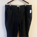 Talbots Black Skinny Dress Pants Metallic Silver Floral Printed Size 22W NEW Photo 1