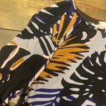 Mango  Casual Tropical‎ Leaf Gray Blouse Size 2 Vacation Cruise Photo 2