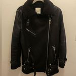 Avec Les Filles  oversized faux leather sherpa shearling black biker jacket Photo 4