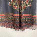 Desigual Womens Shirt Blouse Black Multicolor Floral Mesh Overlay Size Medium Photo 5