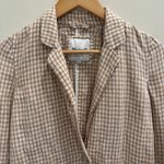 Madewell  Linen Dorset Blazer in Tan White Gingham Check French Country Cottage Photo 3