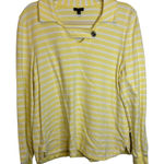 Talbots Blouse Women's Size XL Stripes Long Sleeve Yellow White Photo 0
