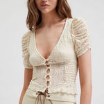 Urban Outfitters UO Hollie Puff Sleeve Ruffle Babydoll Blouse Photo 0