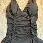 La Belle Vintage Y2K Black Glitter Ruched Halter Tiered Dress Medium Homecoming Photo 11