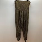 Derek Heart  2X Bandeau Gold Metallic Jumpsuit 70s Disco Style Women Tapered Leg Photo 1