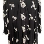 Free People  Black Floral Embroidered Austin Mini Dress Sz S Photo 3