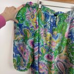 CHAPS Womens Multicolor Paisley Sheer Blouse in Green Sz 2X | Sheer Lightweight Photo 6