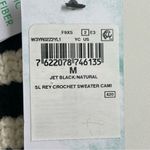 Guess Top Cropped Knit Rey Crochet Sleeveless Cami Sweater Festival Black Cream Photo 3