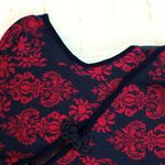Forever 21 Top Women L Red Black Damask Asian Cheongsam Jersey Knit USA VTG Y2K Photo 3