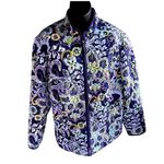 RQT Woman L Quilted Jacket Y2K Boho Floral Paisley Zip Jacket Cottagecore Size L Photo 1