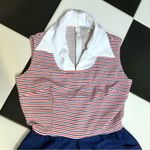 Vintage 60s 70s Romper Nautical Sailor Sleeveless Stripe Red White & Blue size M Multiple Size M Photo 1