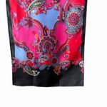Oscar de la Renta VTG Silk Scarf Paisley Red Pink Blue Print 10x53 Oblong Wrap Photo 3