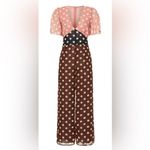 Lisa Says Gah Cassandra Jumpsuit Colorblock Neutrals Polka Dot Pattern sz Large Photo 4