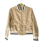 Samantha Sipos Stripe Rib Knit Tan Bomber Jacket Flawed size large Photo 8