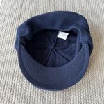 Vintage 70s Navy Blue Knit Beret Newsboy Cap Hat Wool Photo 1