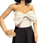 Large bow tie strapless maxi dress black & white cotton tiered size medium Photo 6