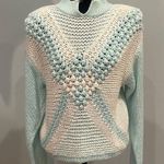 Light blue and white Knit Sweater retro 80’s Size M Photo 0