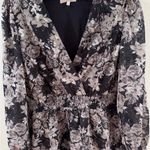 Dizzy Lizzy Black Floral Faux Wrap Ruffle Dress Large NEW Sheet Mesh Shiny Goth Photo 2