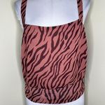 ASTR The Label Cross Back Tank Top XL Zebra Animal Print Pleated Pink Brown NEW Photo 2