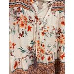 Davina Floral Tunic Top Womens Small Orange White Short Sleeve Boho Blouse Photo 1