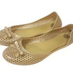 Melissa  Women’s Size 7 Gold Jelly Ballet Flats with Bows on Toe Shoes Photo 0